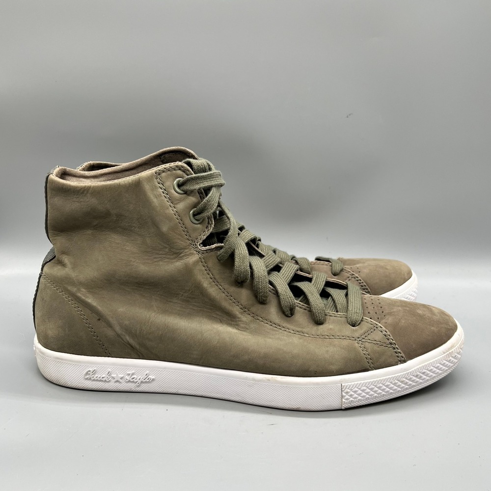 Converse Shoes Mens 13 Olive Leather Chuck Taylor All Star High Top Sneakers